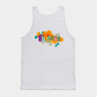 Teacher floral lettering Tank Top